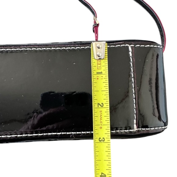 ARCADIA Crossbody Purse & Wallet Set Textured Design Black Patent Leather - Picture 7 of 16